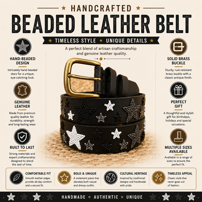 Handcrafted Maasai Belt - Black White Stars