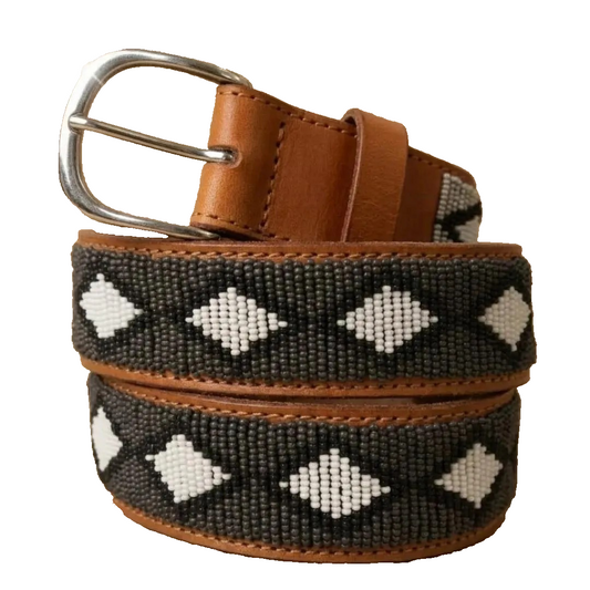 Handcrafted Maasai Belt - Charcoal Gray Geometric