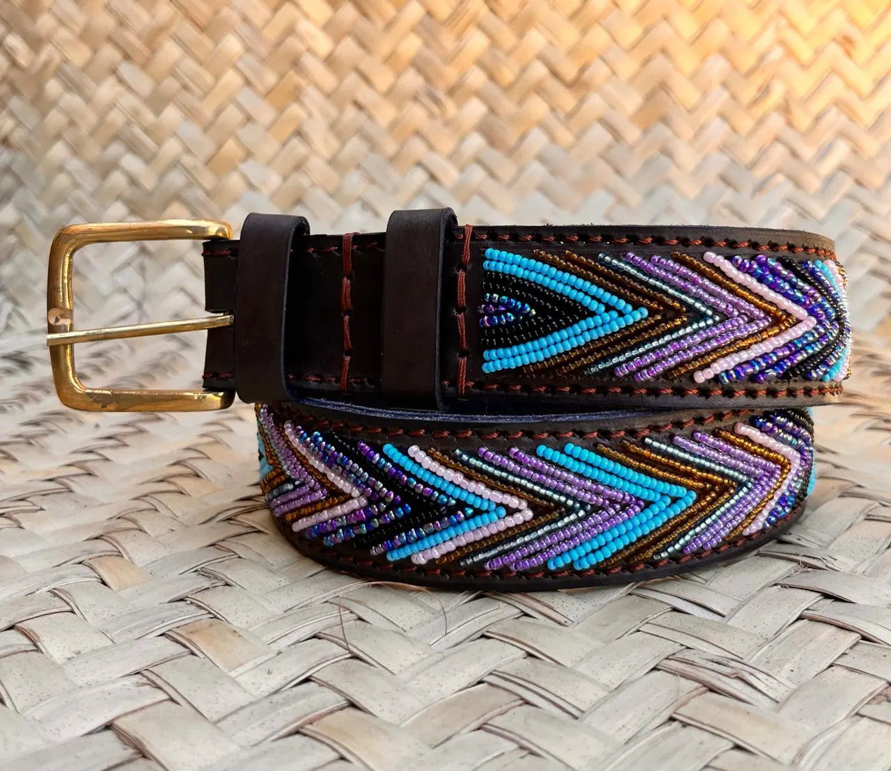 Handcrafted Maasai Belt - Blue Arrow