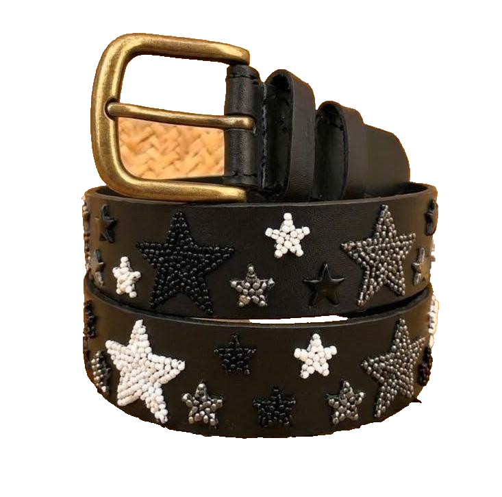 Handcrafted Maasai Belt - Black White Stars