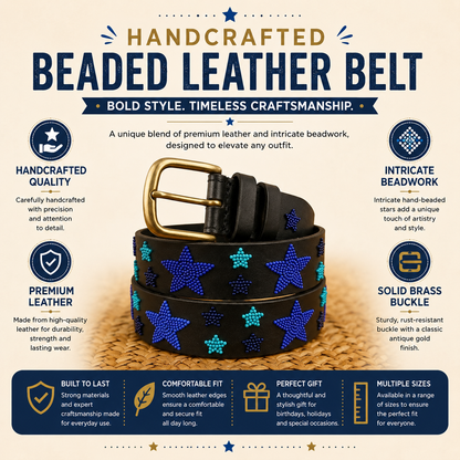 Handcrafted Maasai Belt - Blue Stars
