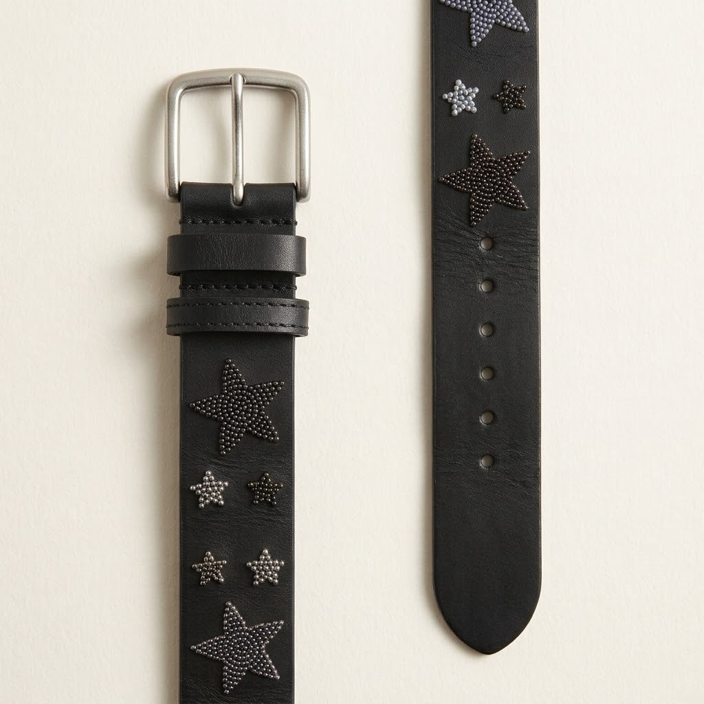 Handcrafted Maasai Belt - Black Gray Stars