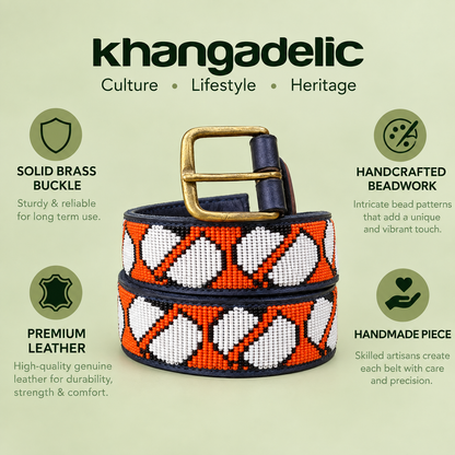 Handcrafted Maasai Belt - Orange Special