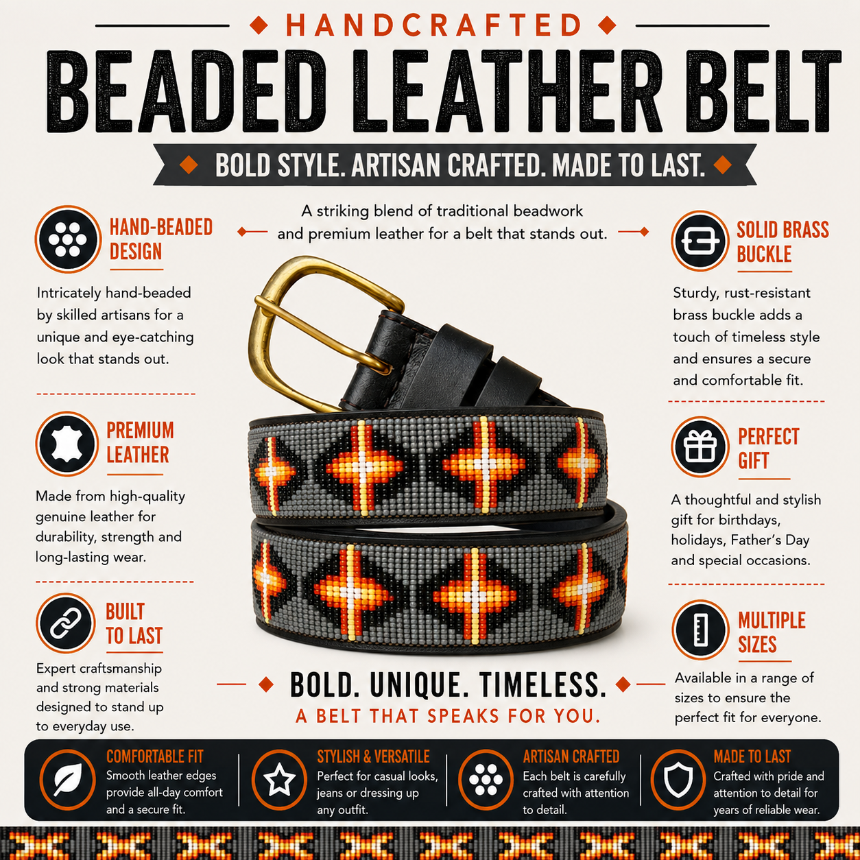 Handcrafted Maasai Belt - Modern Gray