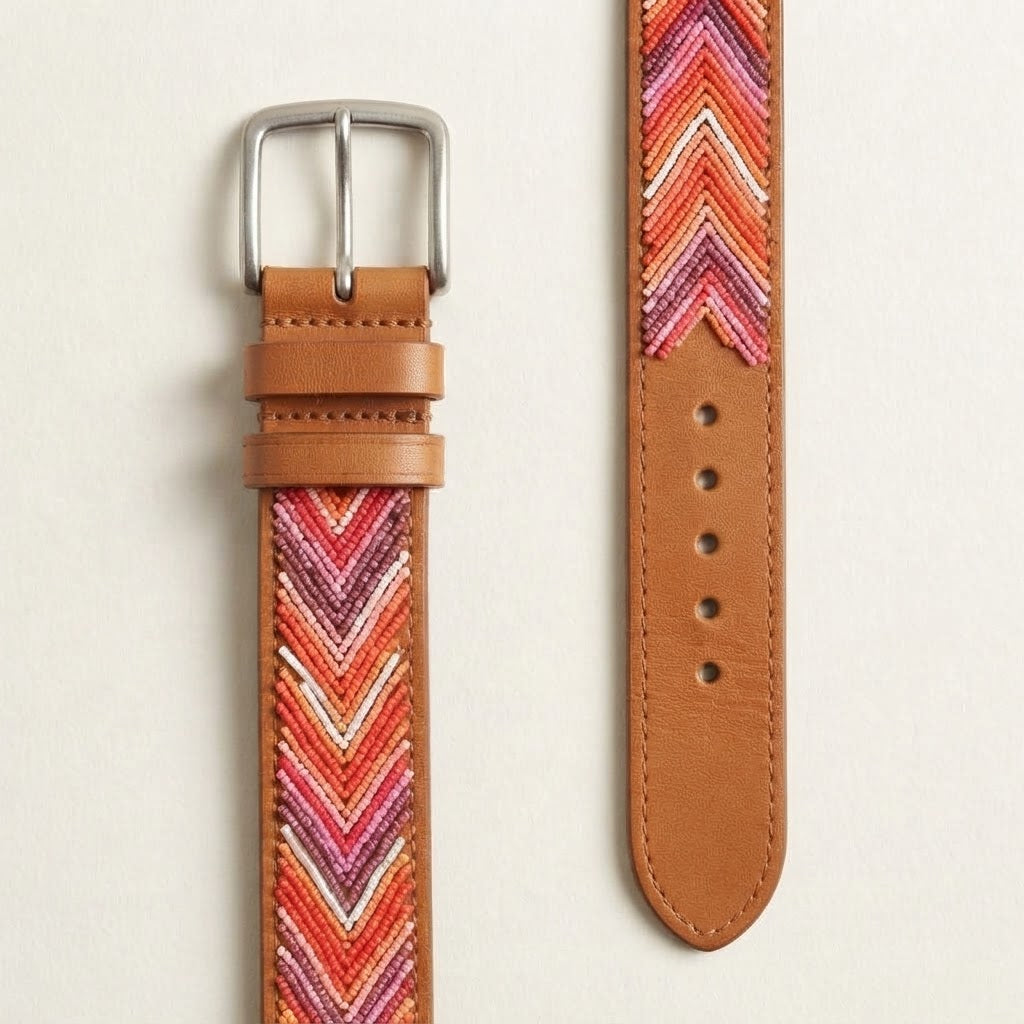 Handcrafted Maasai Belt - Pink Orange Arrow Belt