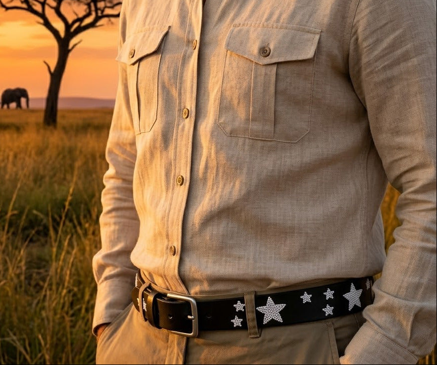 Handcrafted Maasai Belt - White Stars