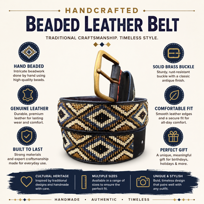 Handcrafted Maasai Belt - Gold Silver Geometric