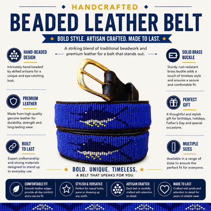 Handcrafted Maasai Belt - Blue Marlin