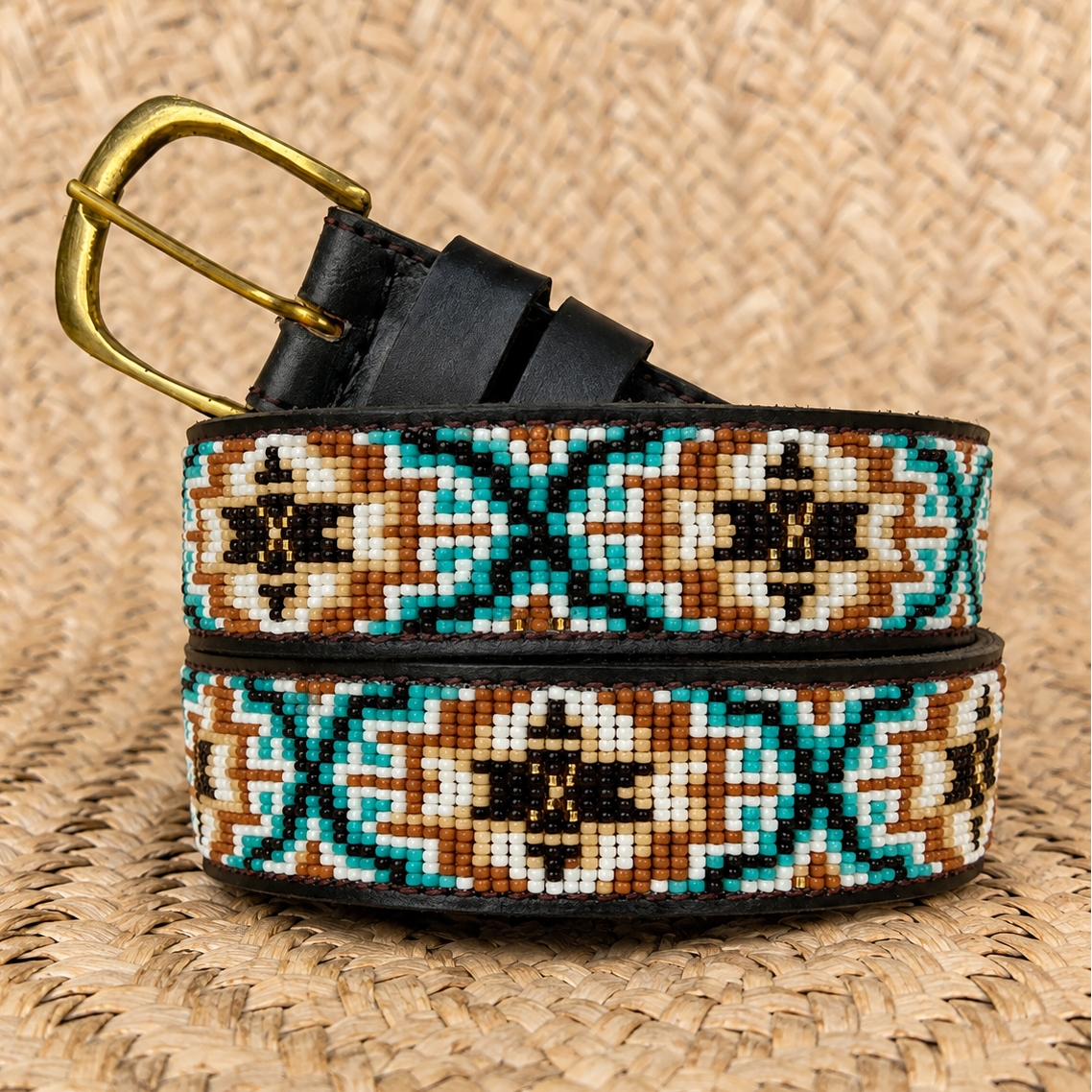 Handcrafted Maasai Belt - Teal Brown