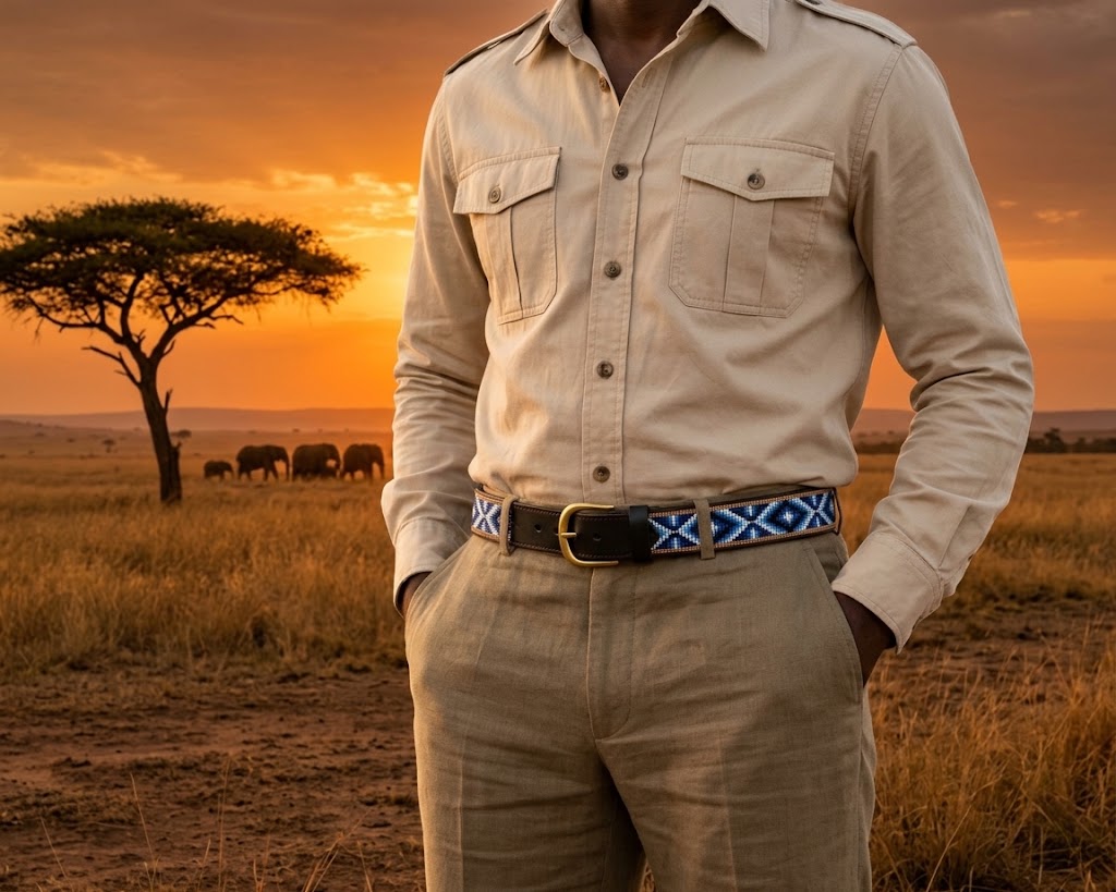 Handcrafted Maasai Belt - Navy Blue Native