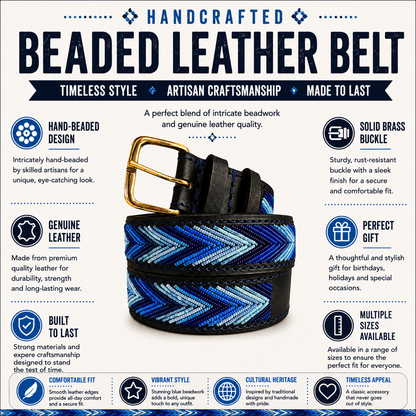 Handcrafted Maasai Belt - Blue Arrows