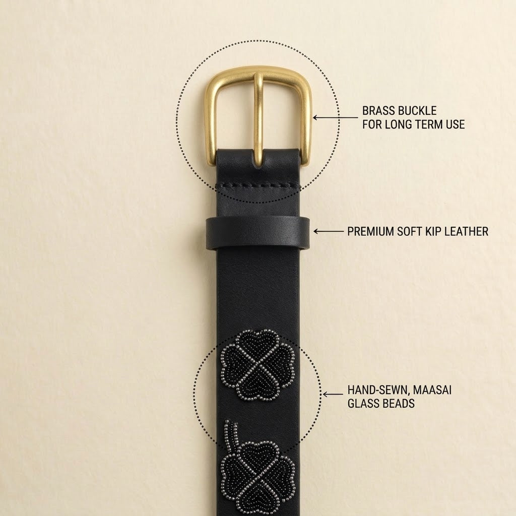 Handcrafted Maasai Belt - Black Shamrock