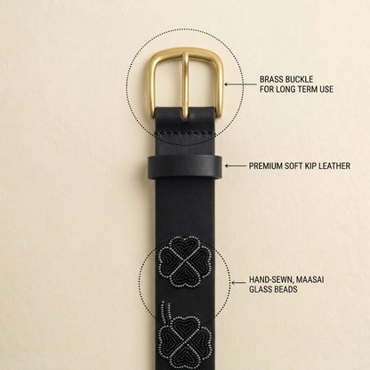 Handcrafted Maasai Belt - Black Shamrock
