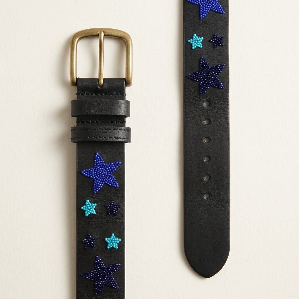 Handcrafted Maasai Belt - Blue Stars