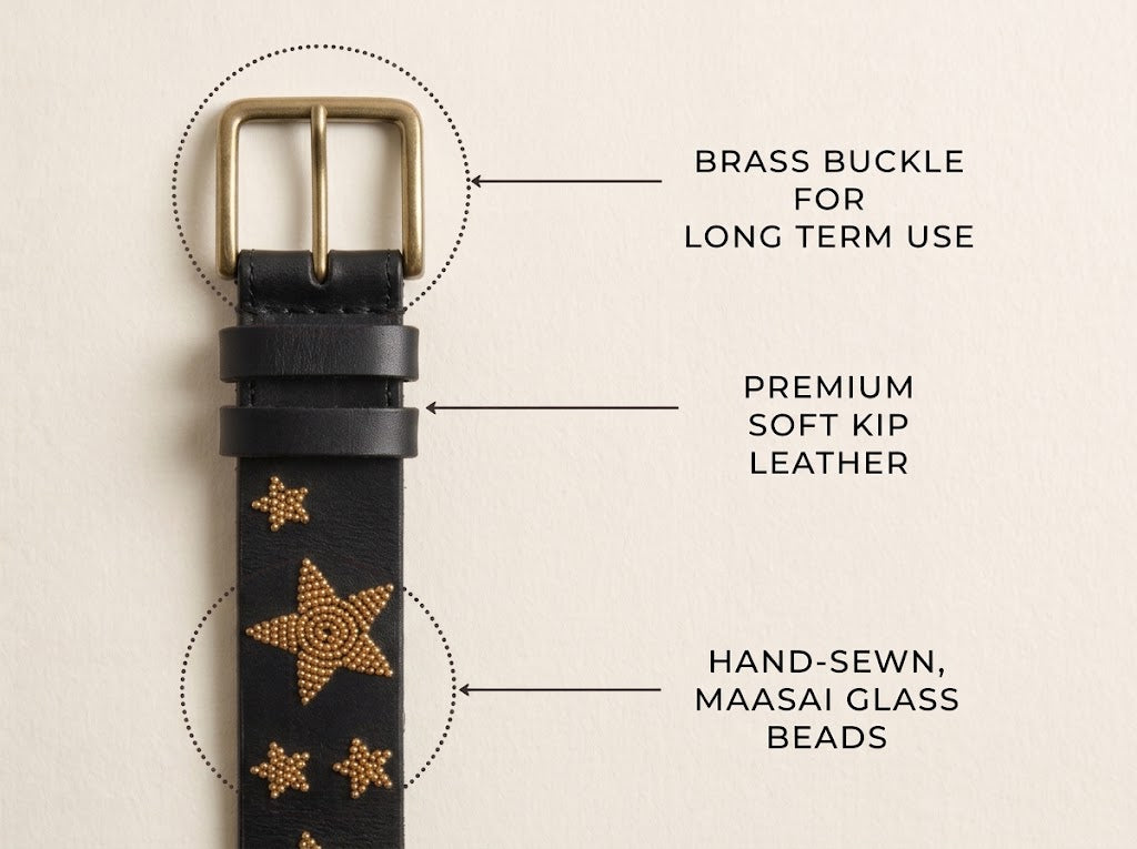 Handcrafted Maasai Belt - Gold Stars