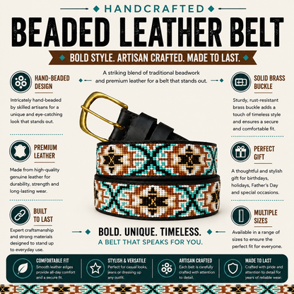 Handcrafted Maasai Belt - Teal Brown