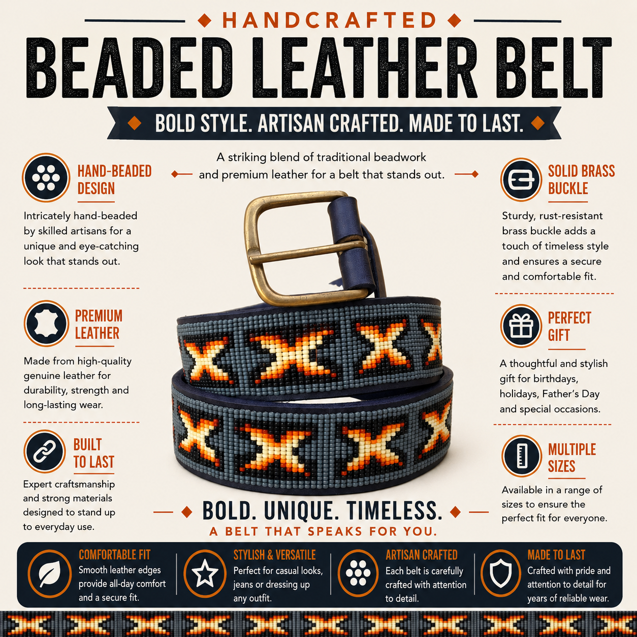 Handcrafted Maasai Belt - Geek Gray