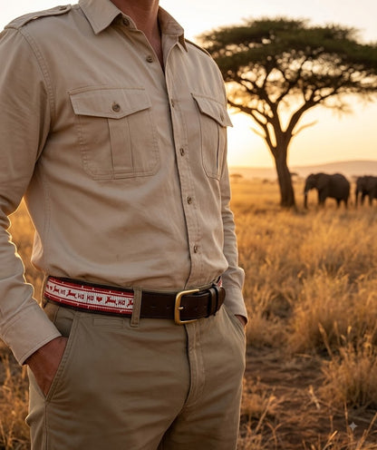 Handcrafted Maasai Belt - Red Reindeer