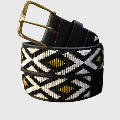 Handcrafted Maasai Belt - White & Black Geometric
