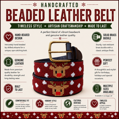 Handcrafted Maasai Belt - Rudolph Reindeer