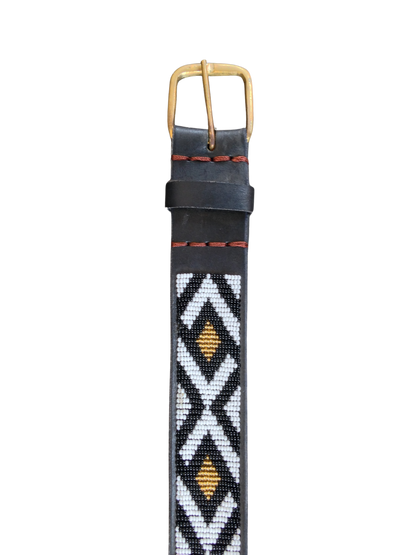Handcrafted Maasai Belt - White & Black Geometric