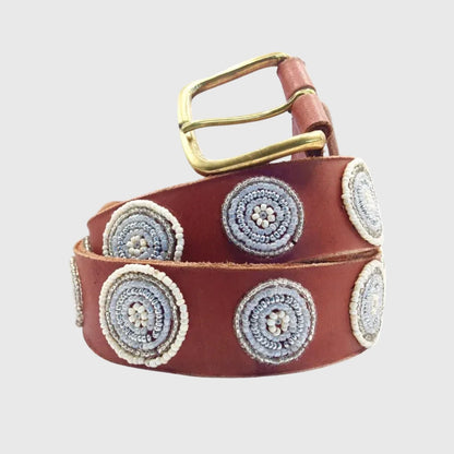 Handcrafted Maasai Belt - White Circles