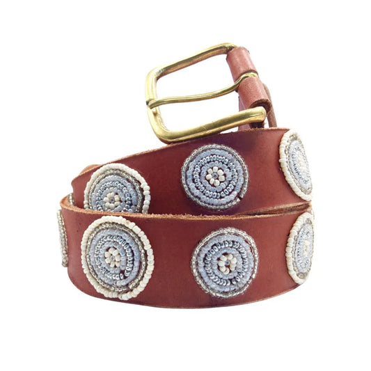 Handcrafted Maasai Belt - White Circles