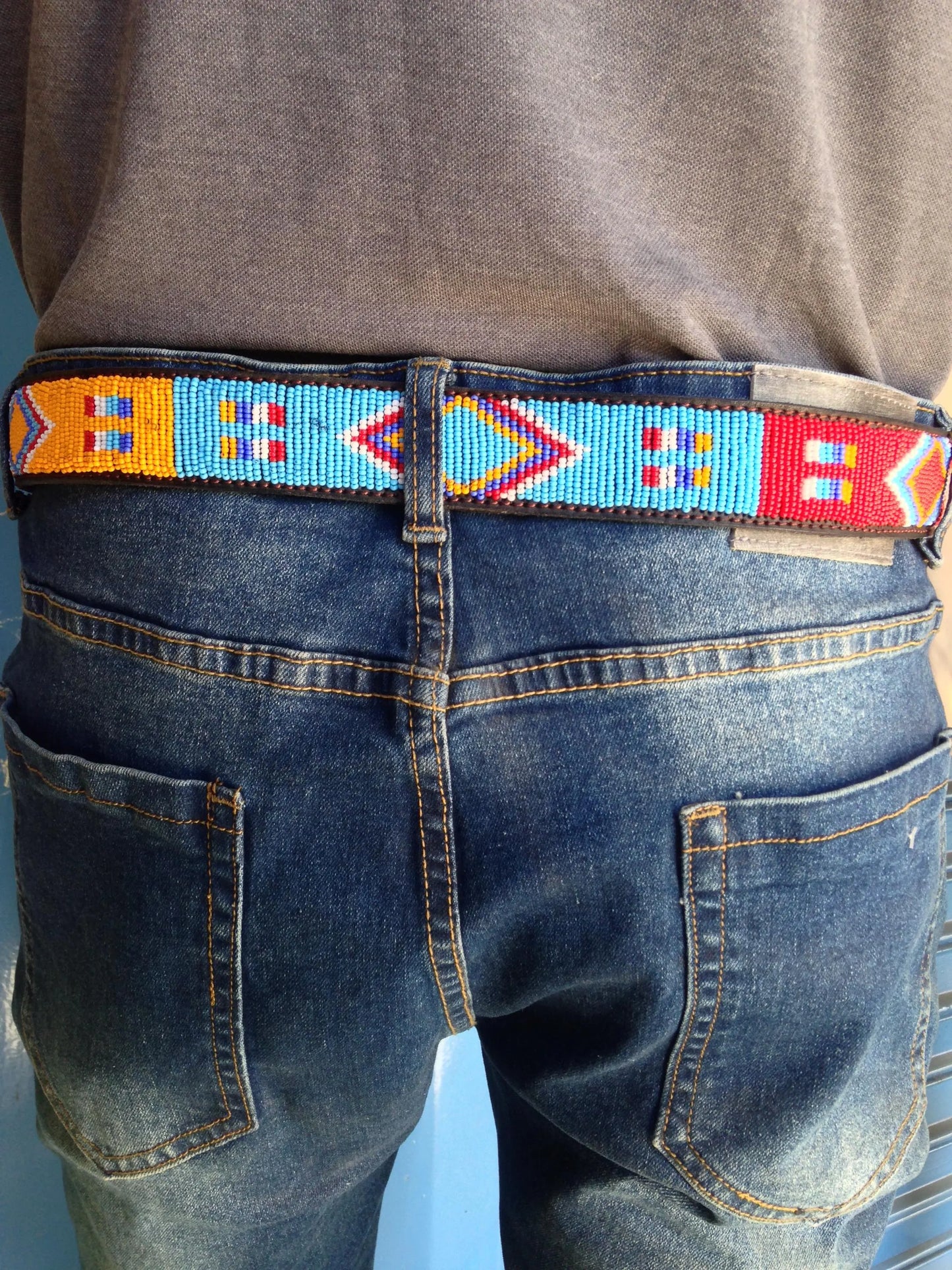 Handcrafted Maasai Belt - Brown Colorful Geometric