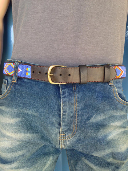 Handcrafted Maasai Belt - Brown Colorful Geometric