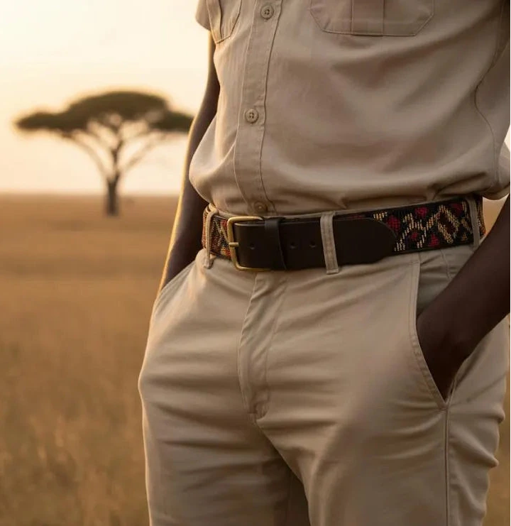 Handcrafted Maasai Belt - Red Gold Leopard Print