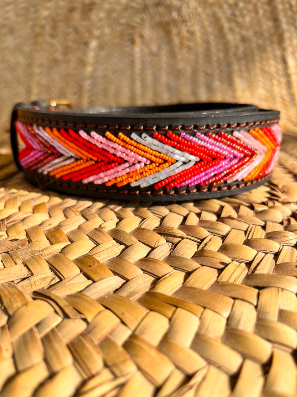 Handcrafted Maasai Belt - Pink Orange Arrow Belt