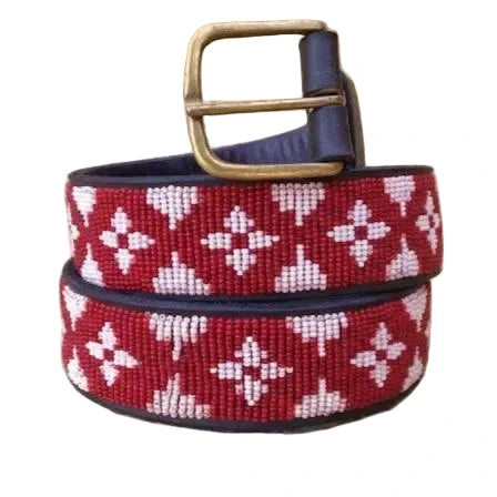Handcrafted Maasai Belt - Burgundy Luxury