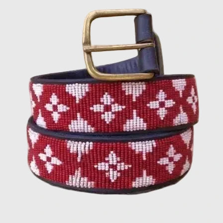 Handcrafted Maasai Belt - Burgundy Luxury
