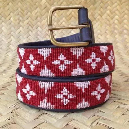 Handcrafted Maasai Belt - Burgundy Luxury