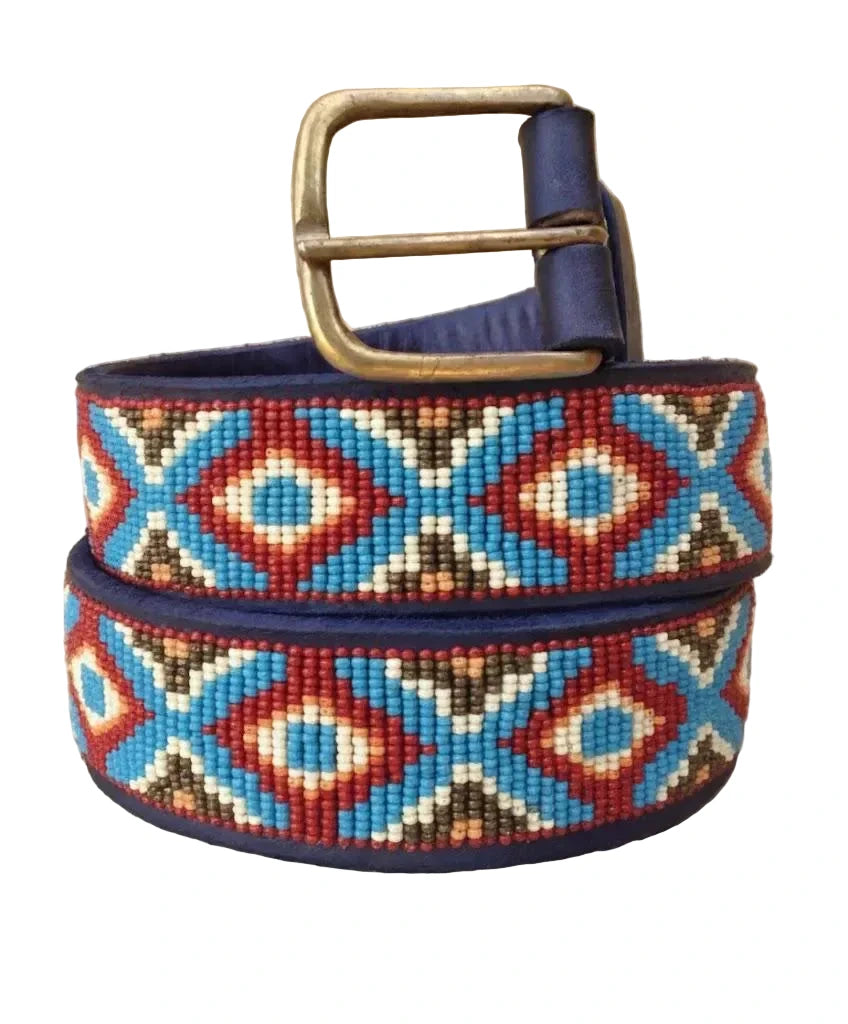 Handcrafted Maasai Belt - Blue Brown