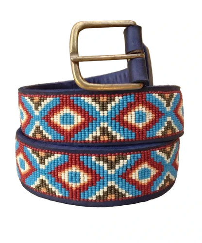 Handcrafted Maasai Belt - Blue Brown