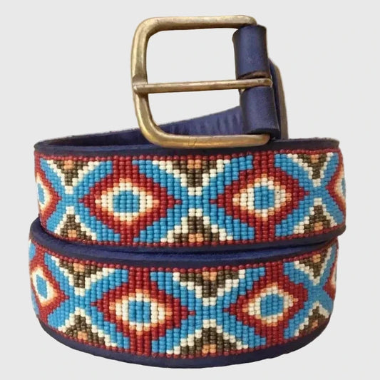 Handcrafted Maasai Belt - Blue Brown