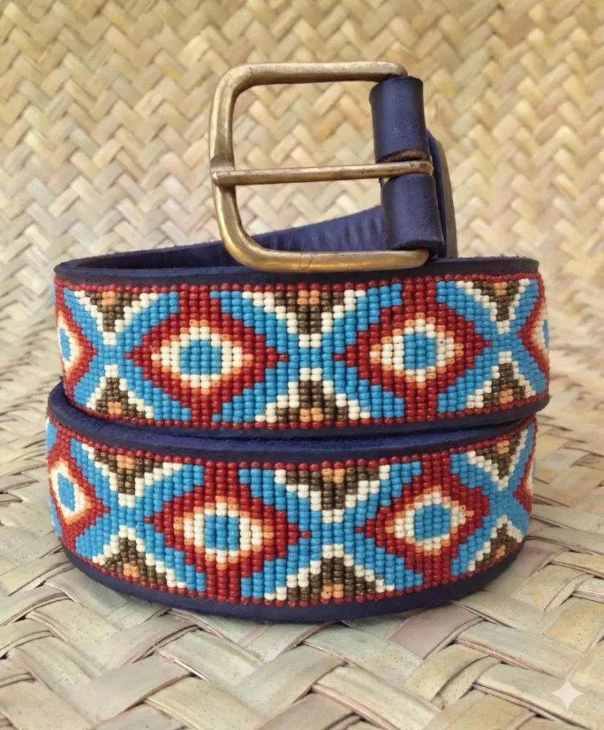 Handcrafted Maasai Belt - Blue Brown