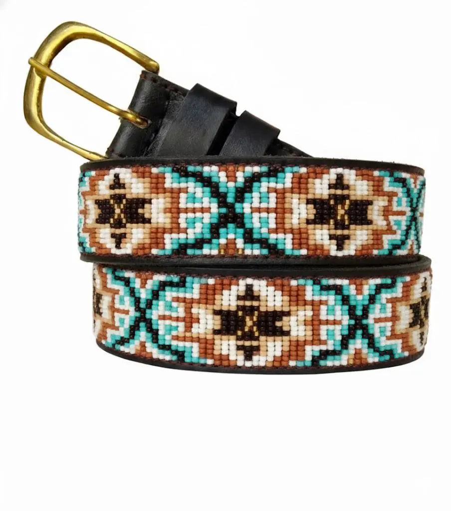Handcrafted Maasai Belt - Teal Brown