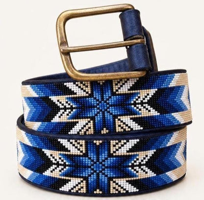 Handcrafted Maasai Belt - Blue White Native