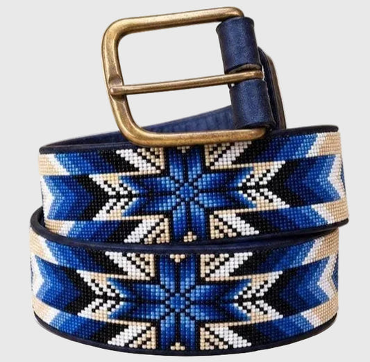 Handcrafted Maasai Belt - Blue White Native