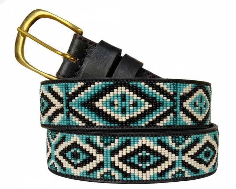 Handcrafted Maasai Belt - Black & Blue Geometric