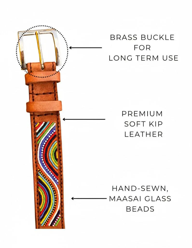Handcrafted Maasai Belt - Multicolor Waves