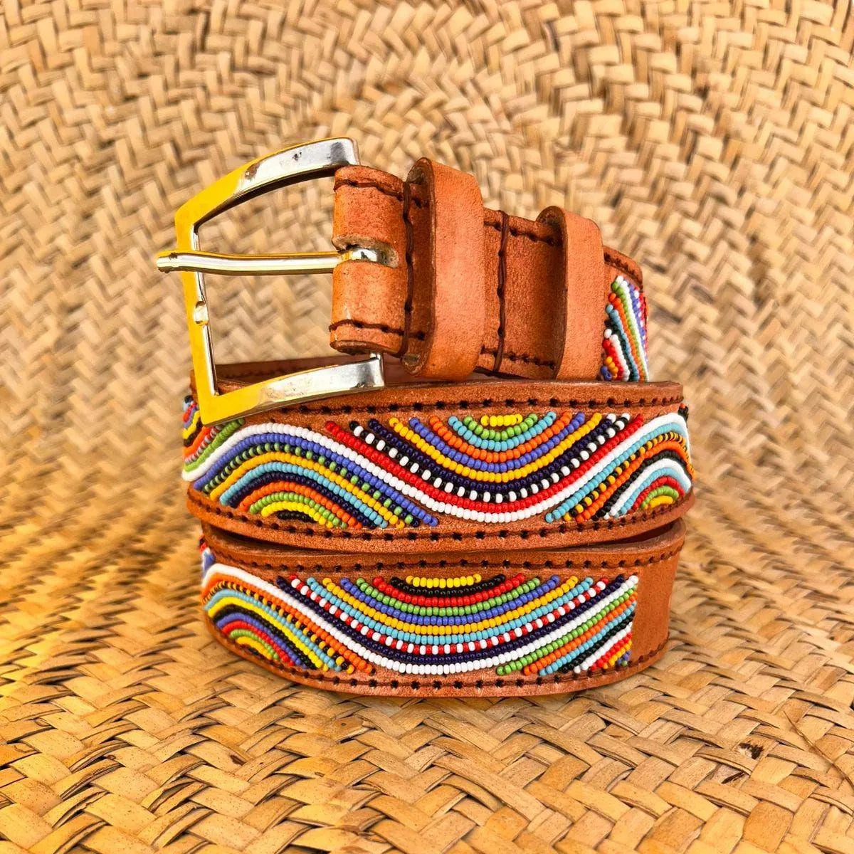 Handcrafted Maasai Belt - Multicolor Waves