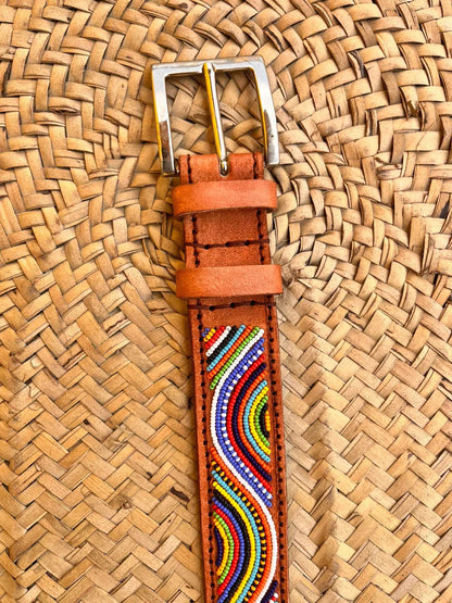 Handcrafted Maasai Belt - Multicolor Waves