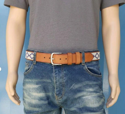 Handcrafted Maasai Belt - Ivory Gray Geometric