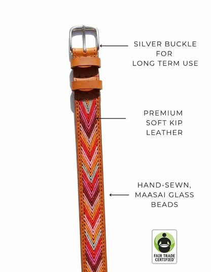 Handcrafted Maasai Belt - Pink Orange Arrow Belt