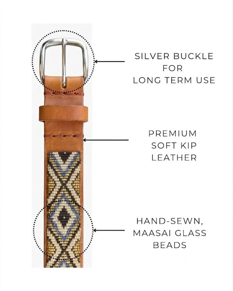 Handcrafted Maasai Belt - Brown Gold Silver
