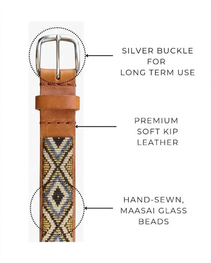 Handcrafted Maasai Belt - Brown Gold Silver