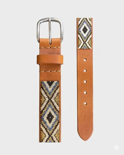 Handcrafted Maasai Belt - Brown Gold Silver